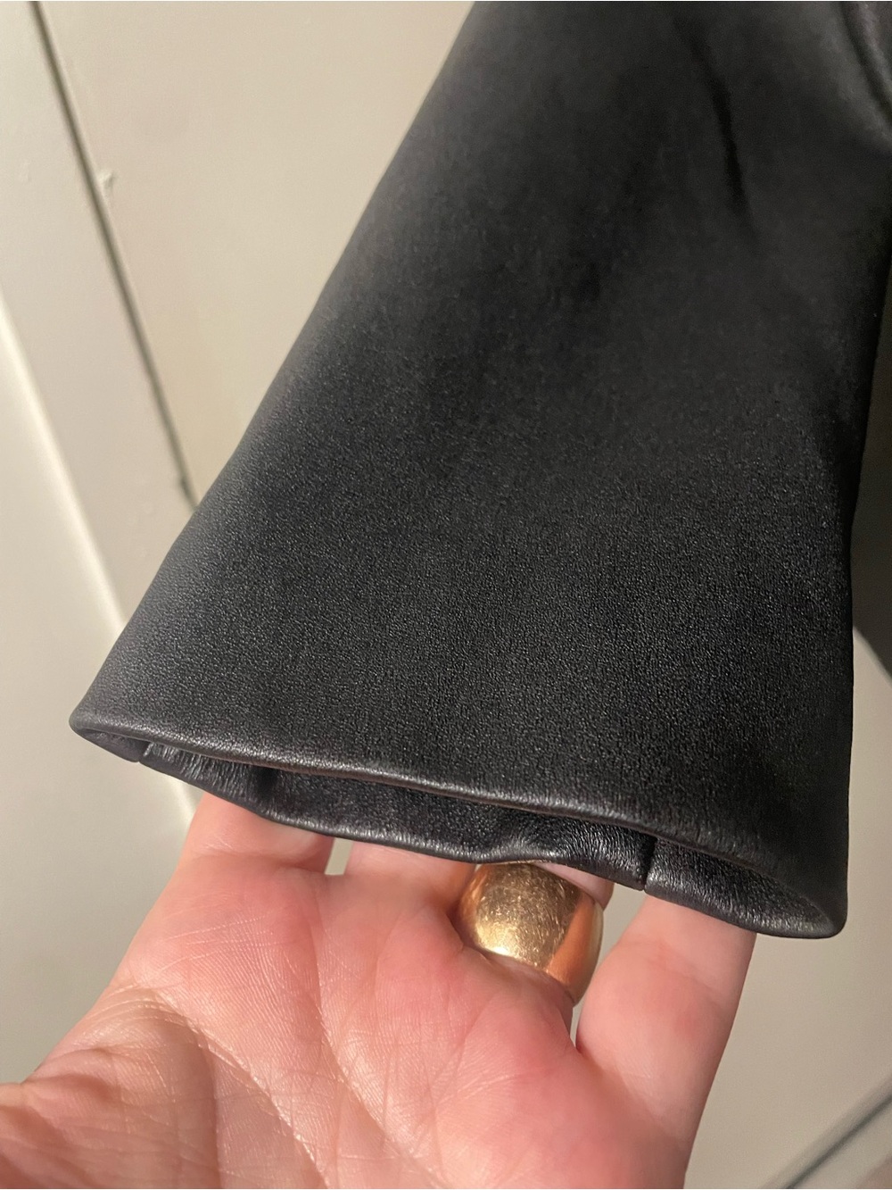 Theory Clean Fitted Stretch Lambskin Leather Peplum Zip Jacket 4 S Black Blazer - Picture 7 of 12